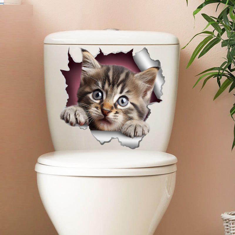 Waterproof cute puppy toilet sticker design 1
