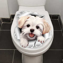 Cute puppy toilet sticker application example 2