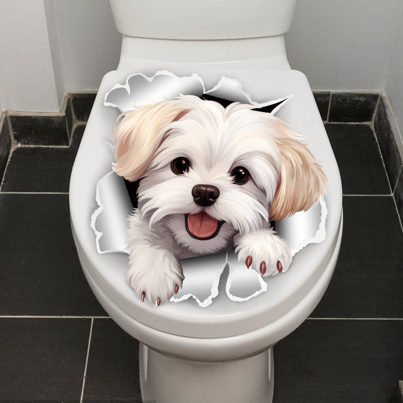 Cute puppy toilet sticker application example 2