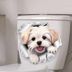 Stylish puppy bathroom decor sticker display 3