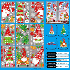 Multiple designs of holiday window clings