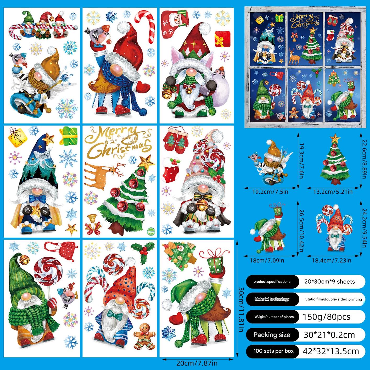 Static cling decorations on glass surface