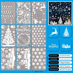 Multiple designs of holiday window clings