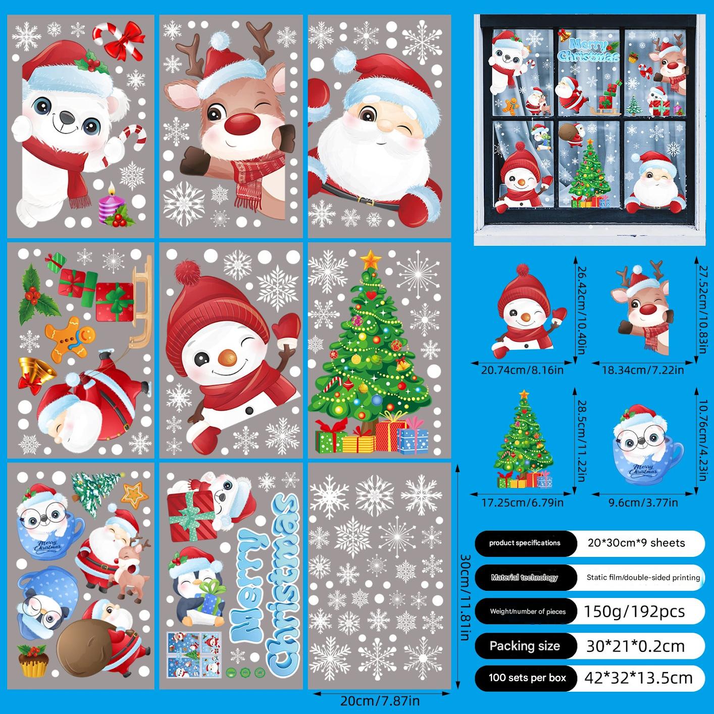 Static cling decorations on glass surface