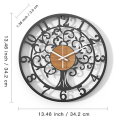 Iron Tree of Life Wall Clock Front View