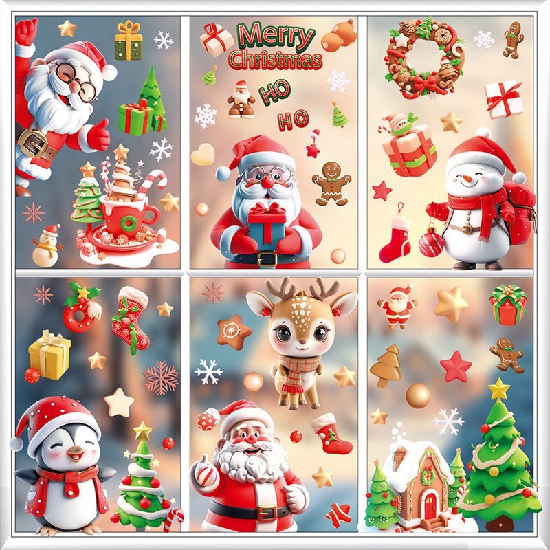 Snowman design glass sticker for windows