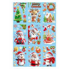 Various Christmas glass stickers on window