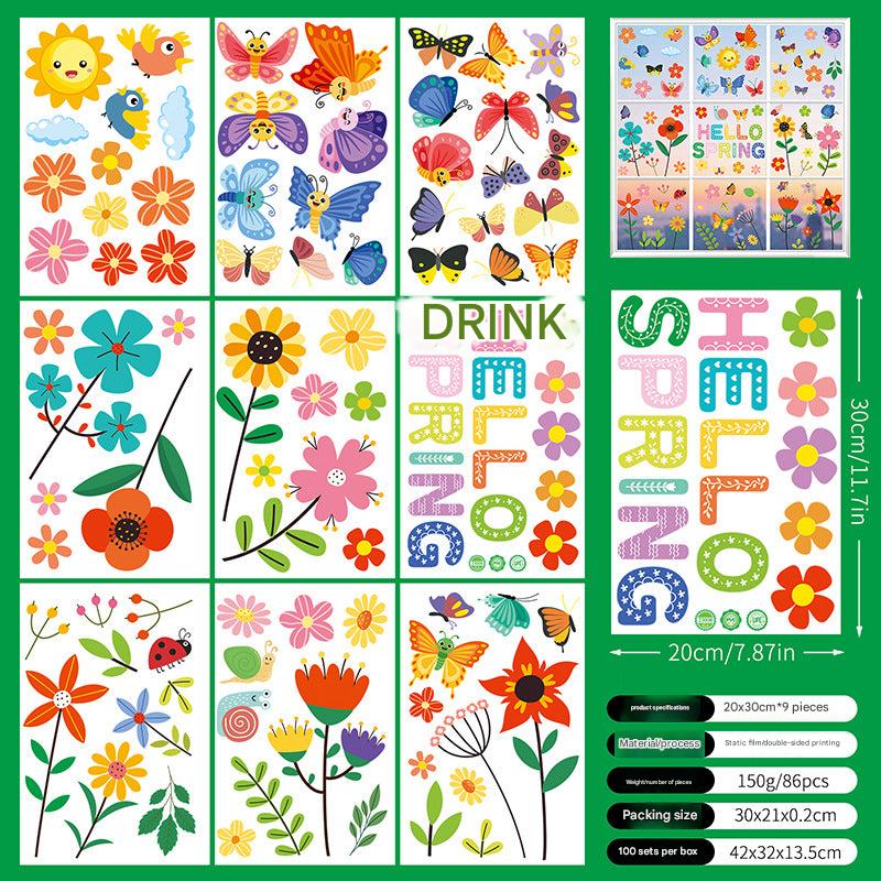Spring floral window sticker design 3