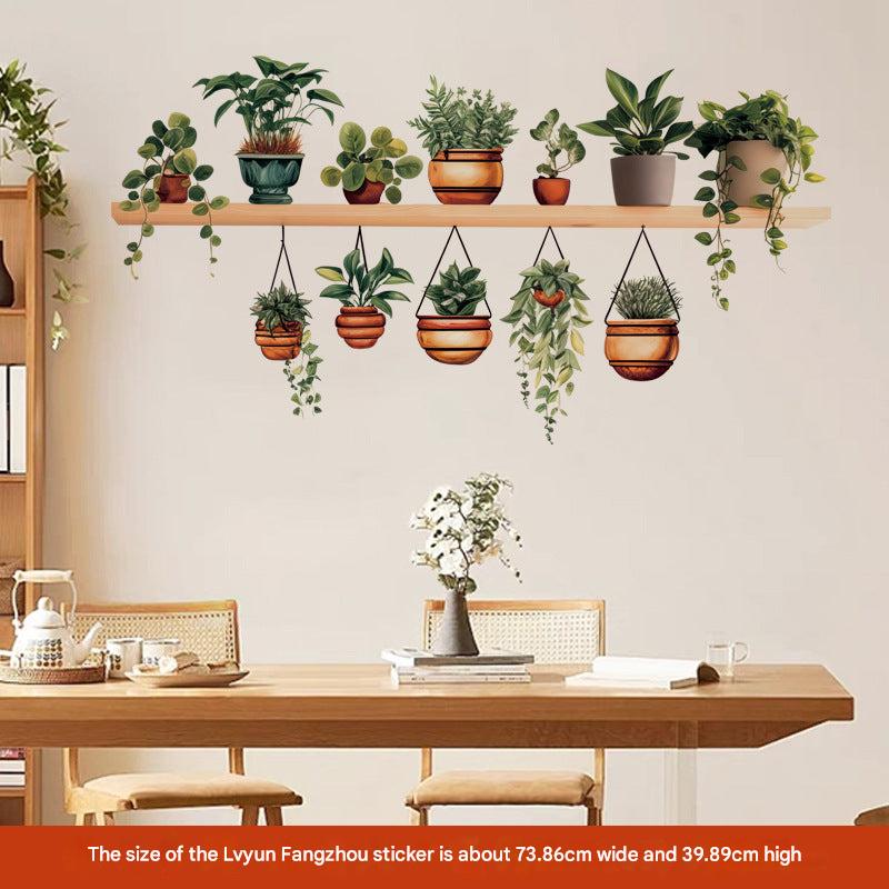 green wall decor with self-adhesive stickers