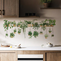 variety of green plant wall stickers on wall