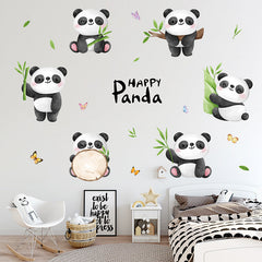 Bamboo themed wall stickers in children's room
