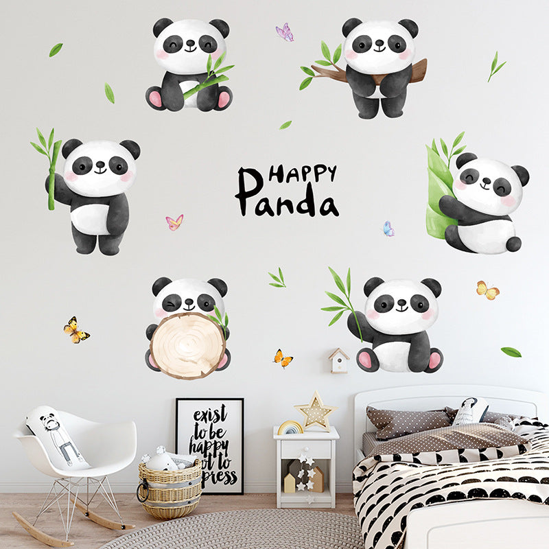 Bamboo themed wall stickers in children's room