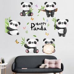 Close-up of vibrant panda wall sticker