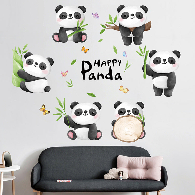 Close-up of vibrant panda wall sticker
