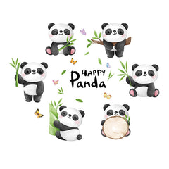 Happy child next to panda wall stickers