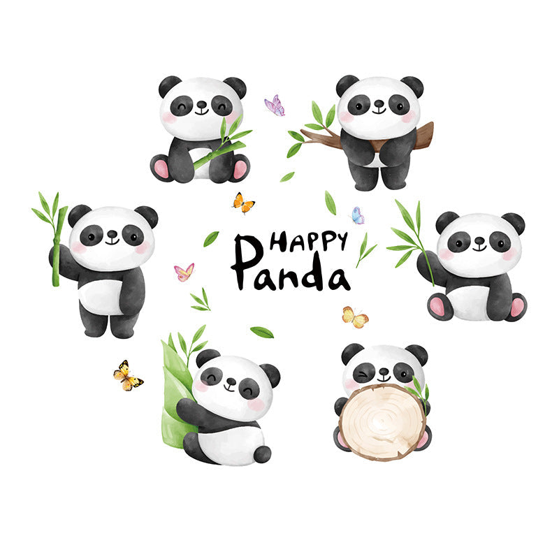 Happy child next to panda wall stickers