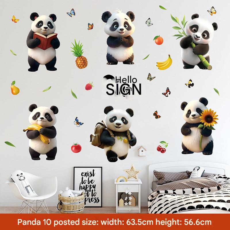 Different sizes of panda themed decals displayed