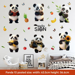 Different sizes of panda themed decals displayed