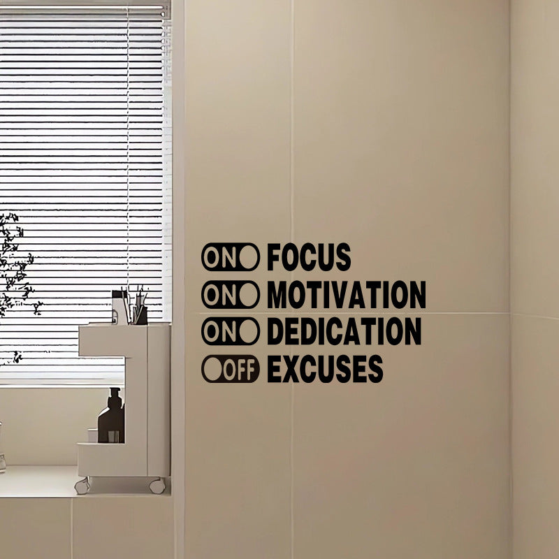 Close-up of motivational quote wall decal