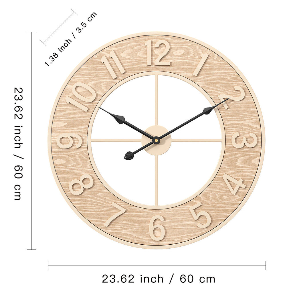 Lightweight wooden clock ideal for easy installation
