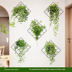 Wide view of stylish green plant baskets