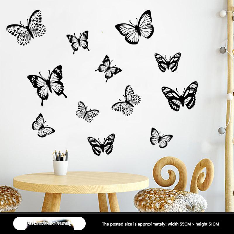 Durable vinyl wall sticker of black and white butterfly