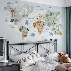 Colourful animal map wall decor image 3