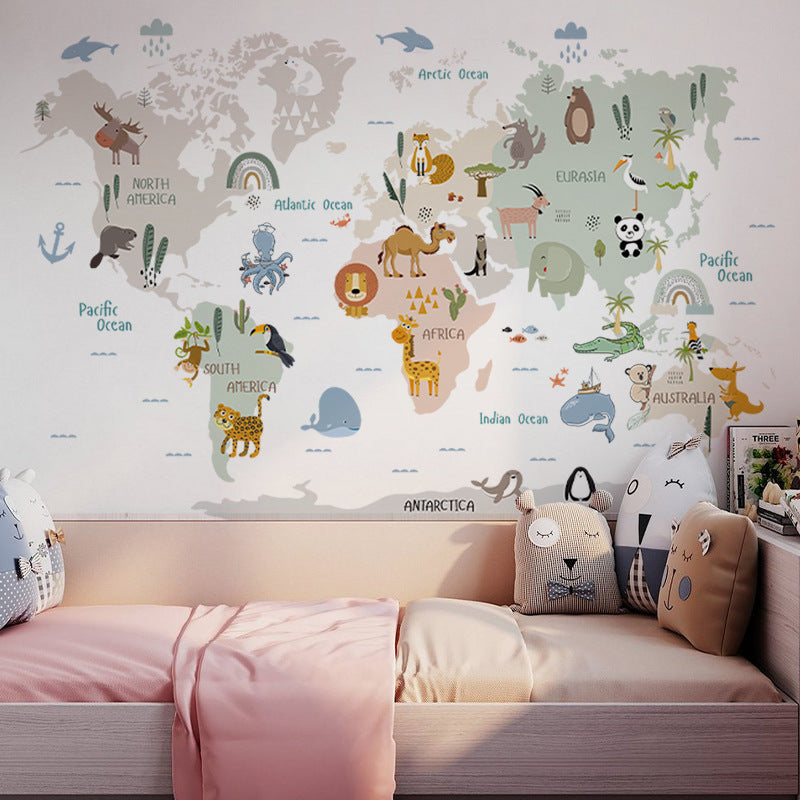 Colourful animal map wall decor image 4