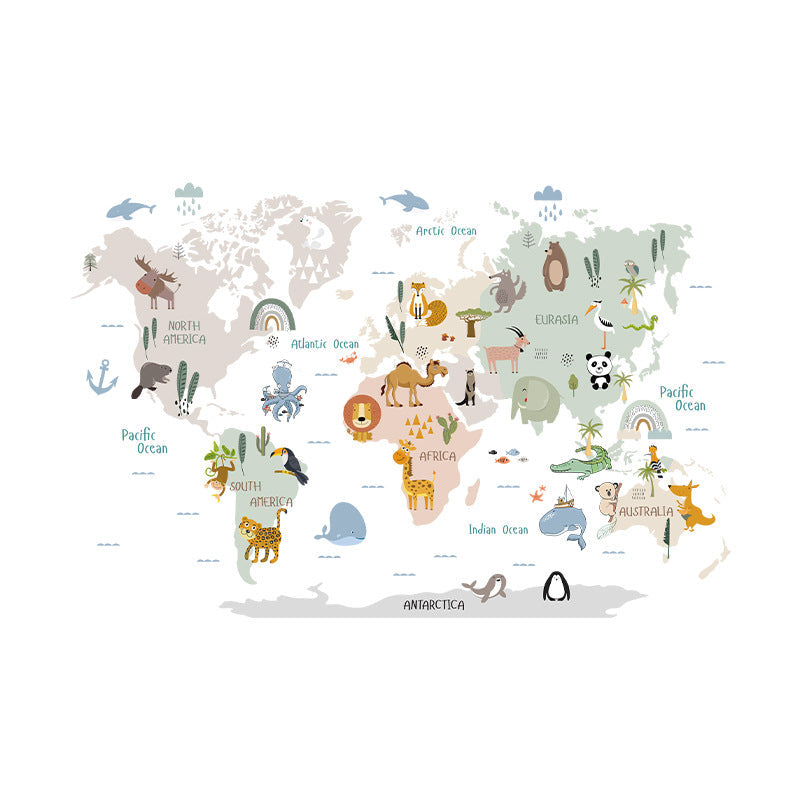 Colourful animal map wall decor image 5