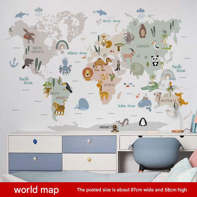 Colourful animal map wall decor image 6