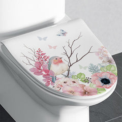Charming Pink Floral Toilet Lid Cover Side View