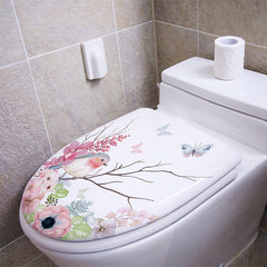 Charming Pink Floral Toilet Lid Cover with Flowers