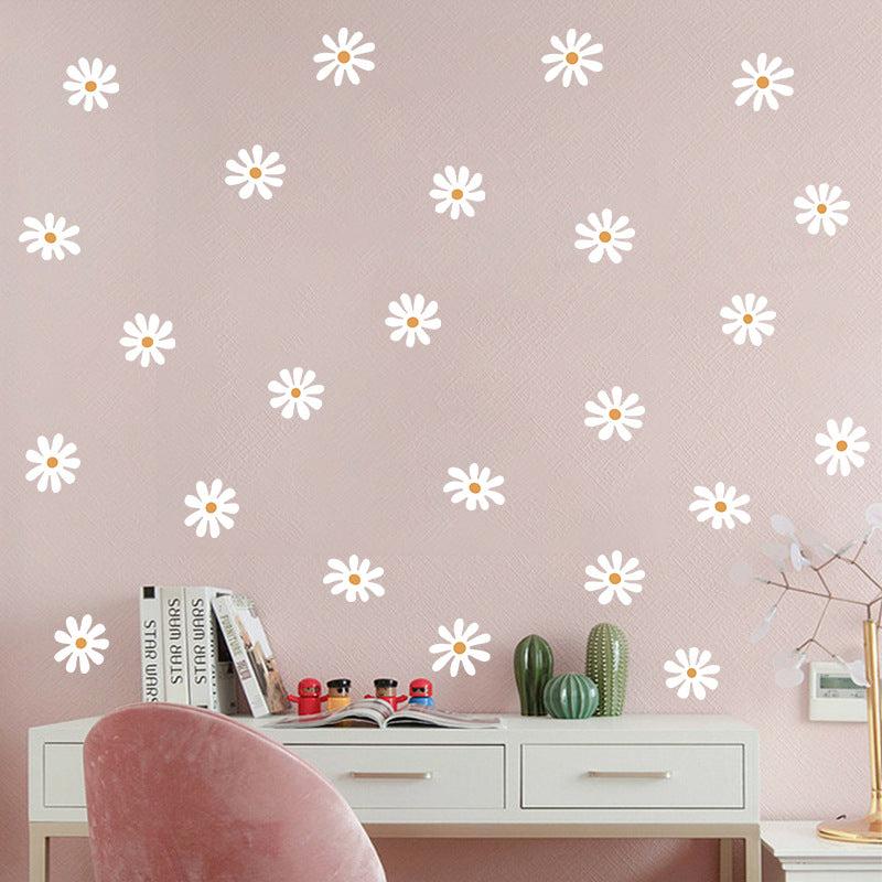 Close-up of vinyl daisy wall stickers