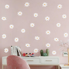 Close-up of vinyl daisy wall stickers