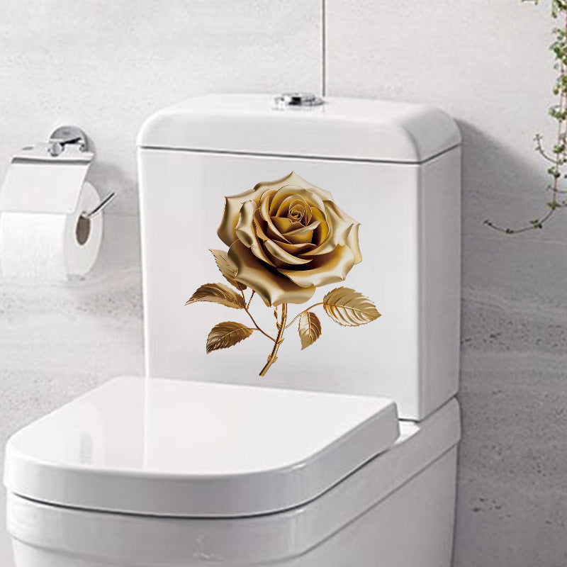 Close-up of decorative gold rose wall sticker