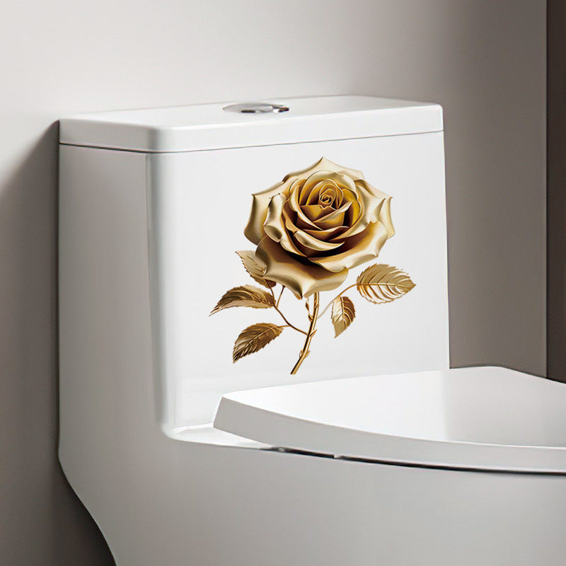 Elegant gold rose wall sticker front view