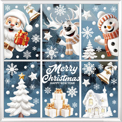 Holiday window decoration with snowman