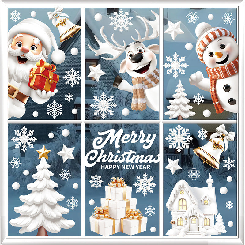 Holiday window decoration with snowman