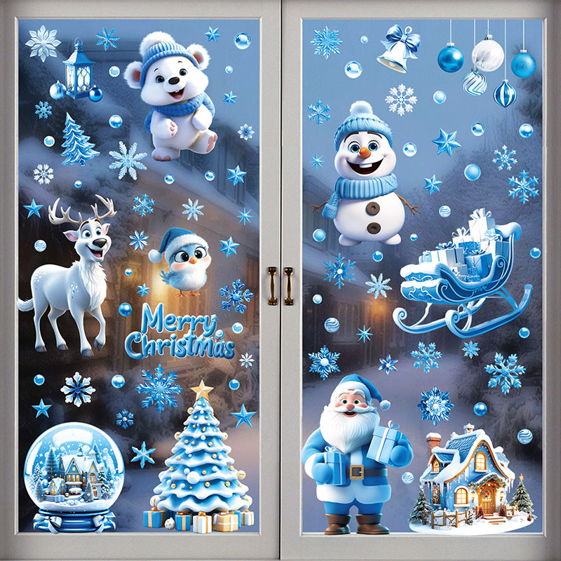Snowman window sticker with colourful design
