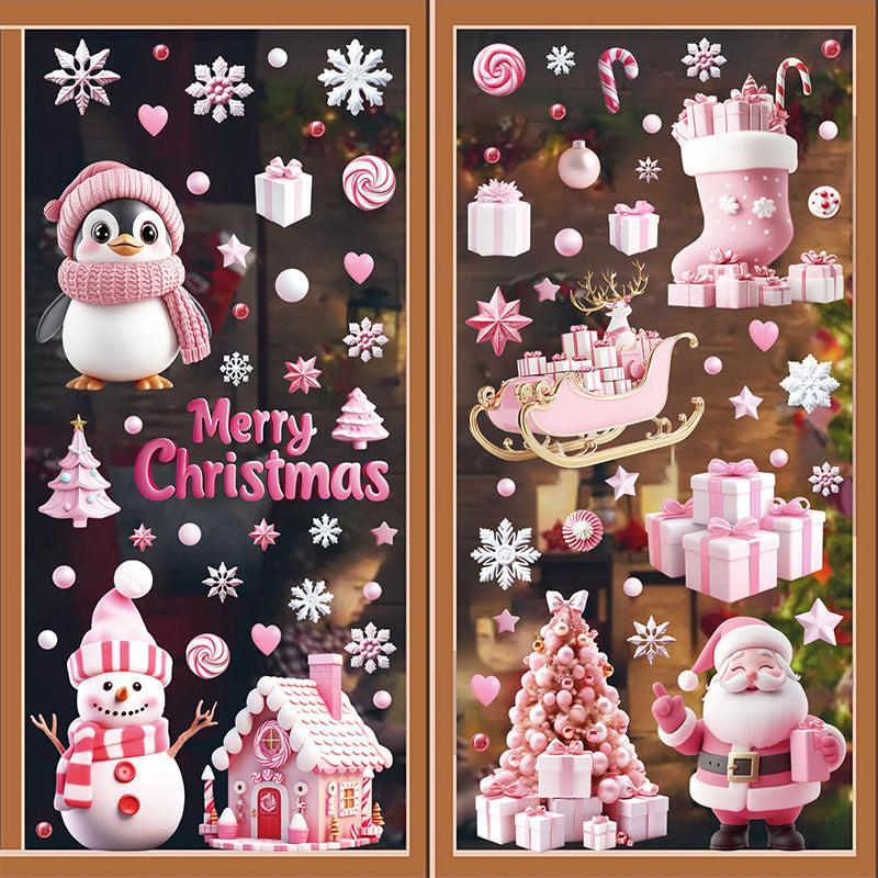 Festive cabin scene static cling decoration
