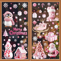 Festive cabin scene static cling decoration