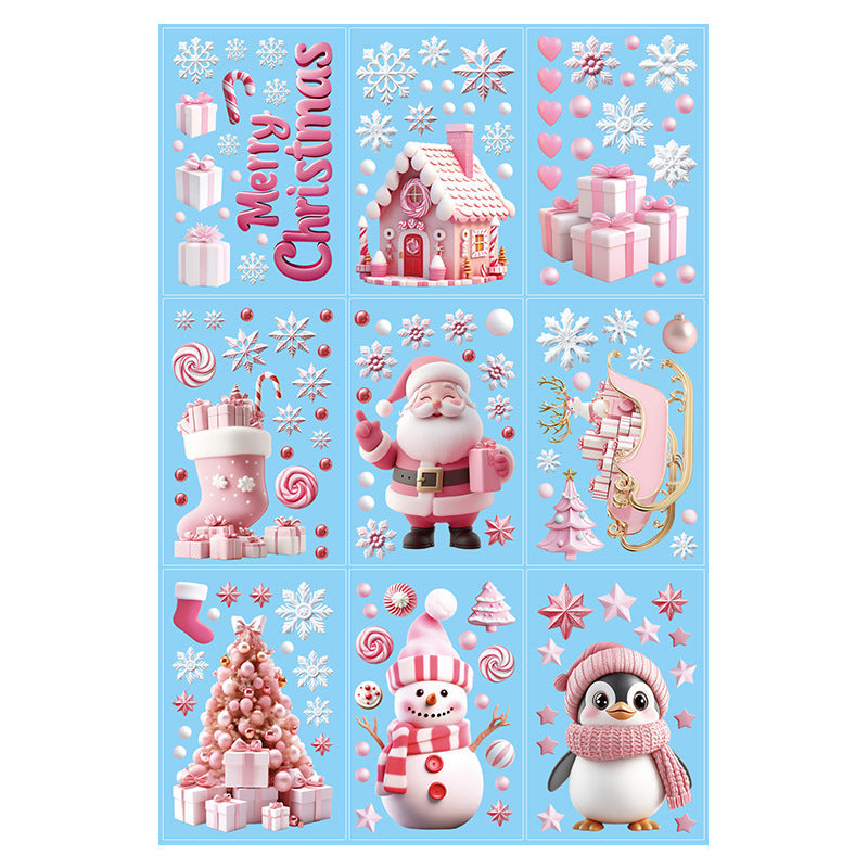 Window with charming holiday static cling decor
