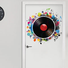 Vibrant wall art sticker in a modern living room