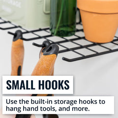 Close-up of handcrafted garden tool holder