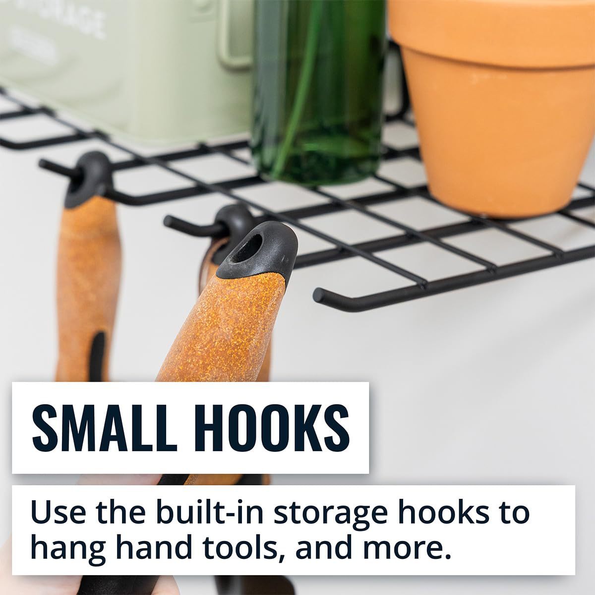 Close-up of handcrafted garden tool holder