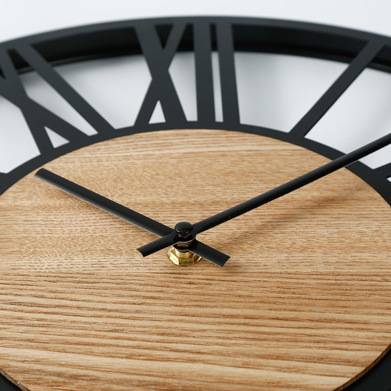 Close-up of the Stylish Nordic Iron Wall Clock face