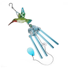 Colorful garden decoration featuring hummingbirds