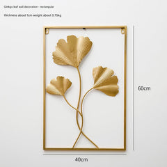 modern metal leaf wall décor in living room