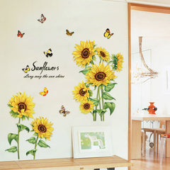 Sunflower wall decor in a living room setting