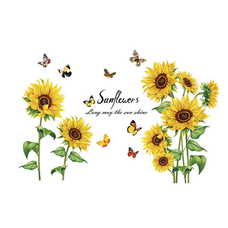 Lifestyle image of sunflower wall stickers in office